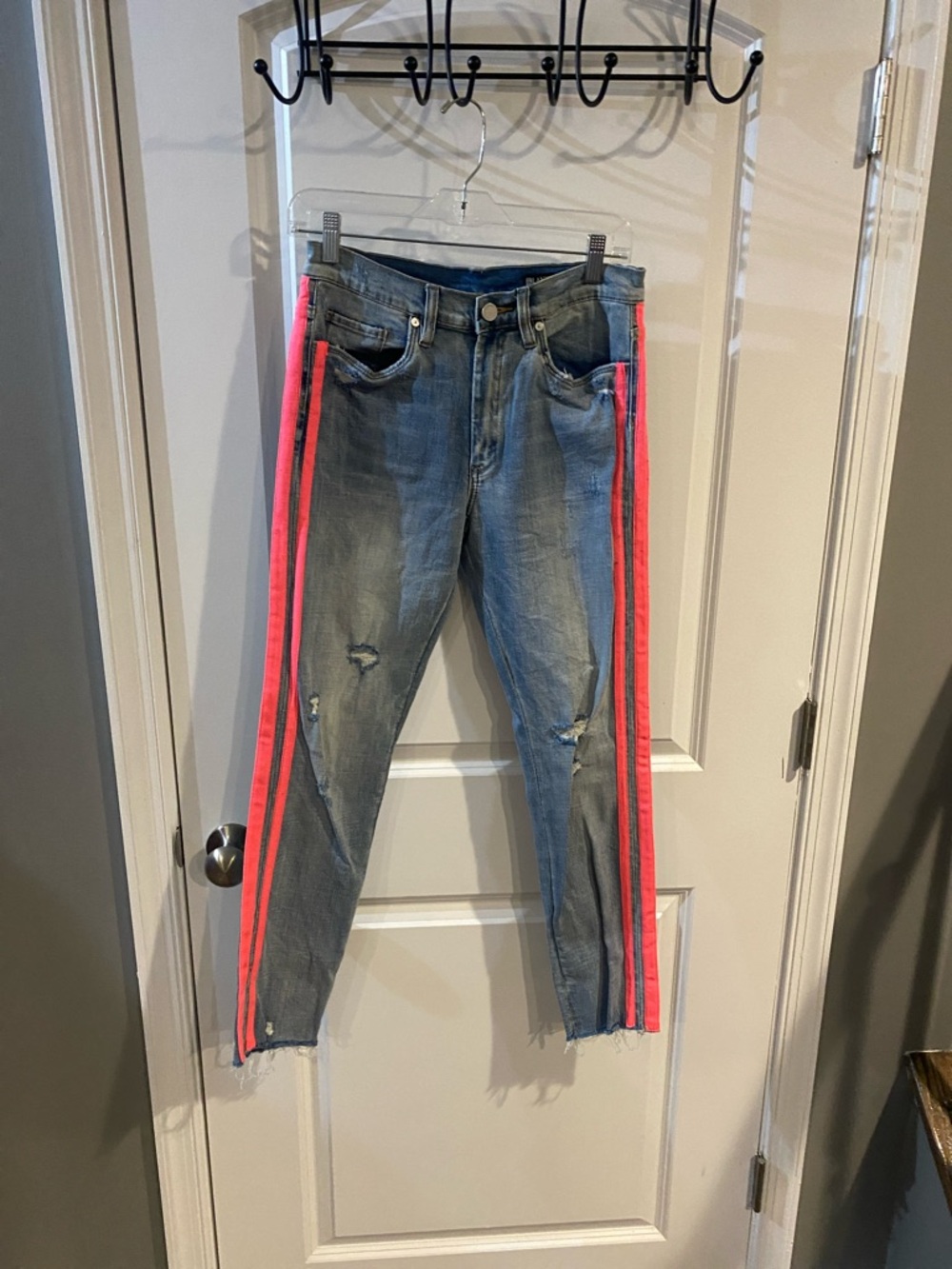 Blank NYC Skinny Jeans with Pink Side Stripes